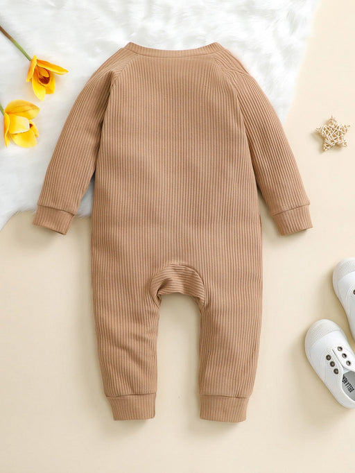 SHEIN Bebé Mono unicolor con cremallera oblicua y manga raglán - Quierox - Tienda Online