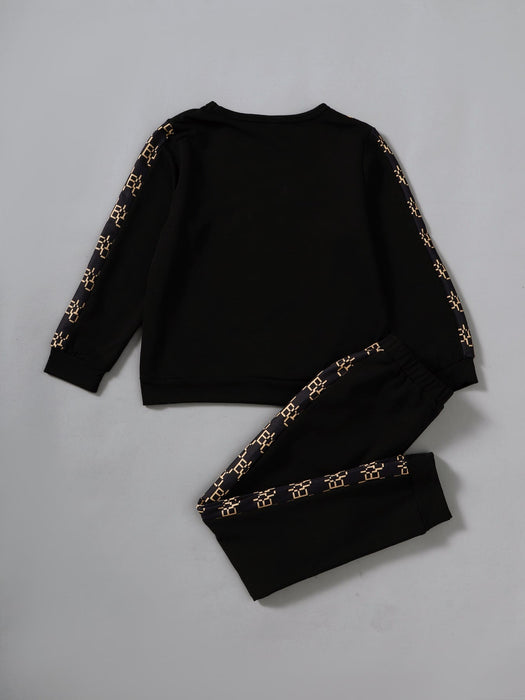 SHEIN Bolso de niño joven con jersey con estampado de letra y pantalones deportivos - Quierox - Tienda Online