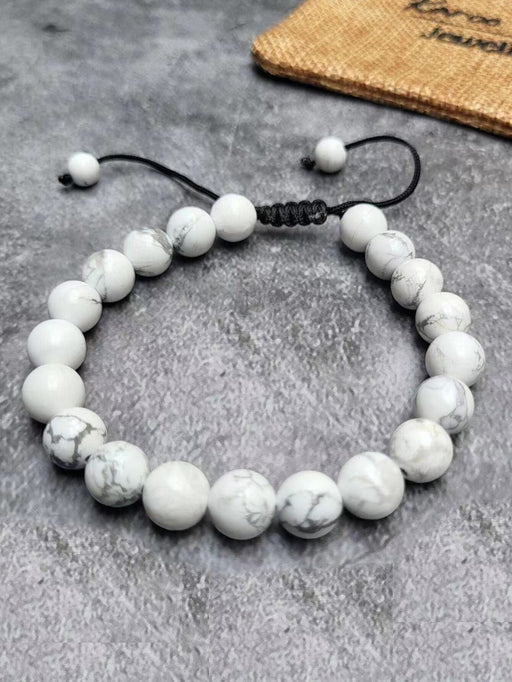 SHEIN Brazalete Ajustable De Piedra Howlite Blanca - Quierox - Tienda Online
