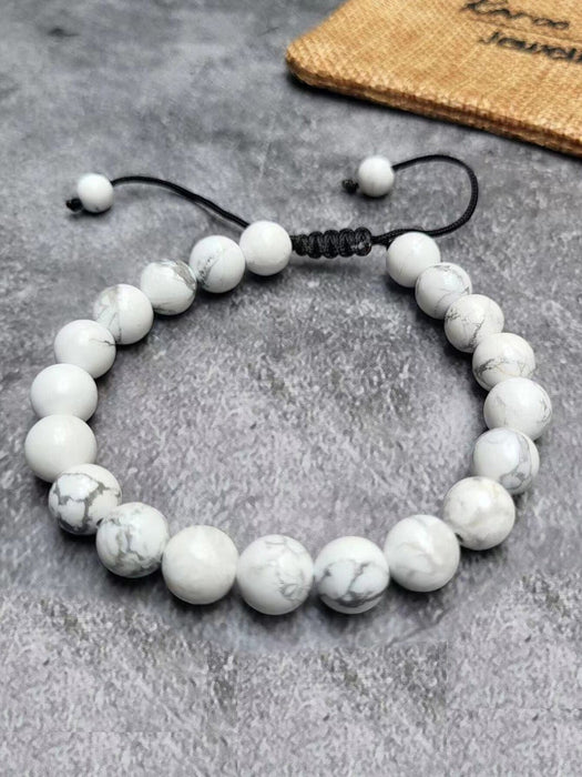 SHEIN Brazalete Ajustable De Piedra Howlite Blanca - Quierox - Tienda Online