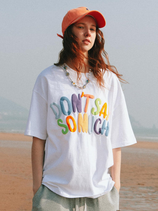 SHEIN Camiseta extragrande con estampado de eslogan y hombros caídos - Quierox - Tienda Online