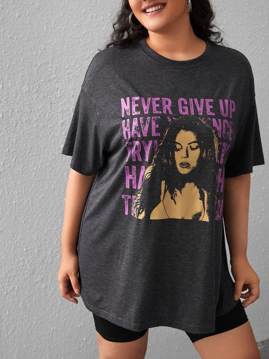 SHEIN Camiseta extragrande de hombros caídos con estampado de figura - Quierox - Tienda Online