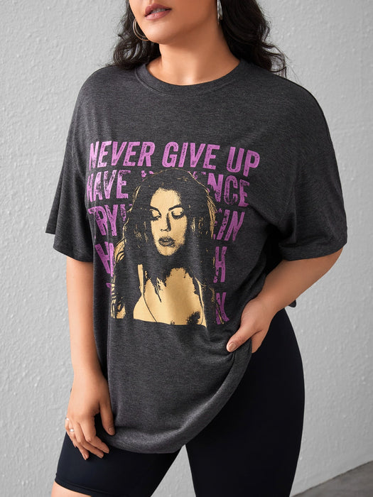 SHEIN Camiseta extragrande de hombros caídos con estampado de figura - Quierox - Tienda Online