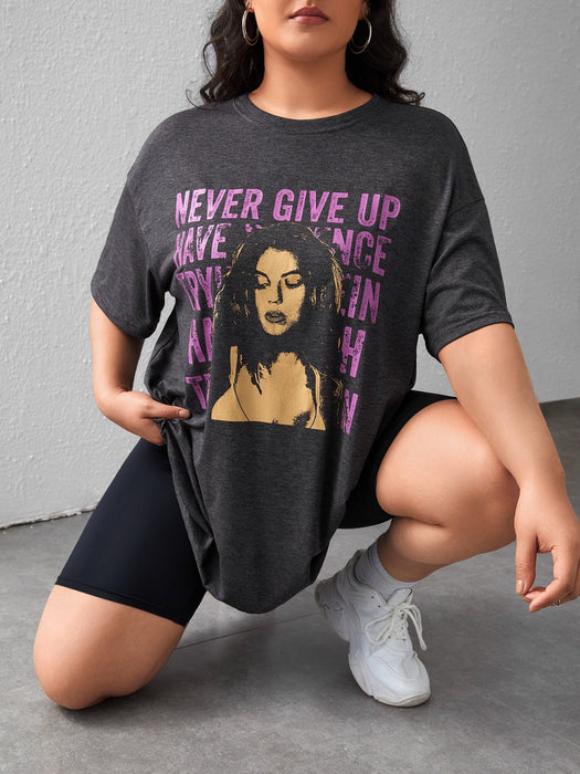 SHEIN Camiseta extragrande de hombros caídos con estampado de figura - Quierox - Tienda Online