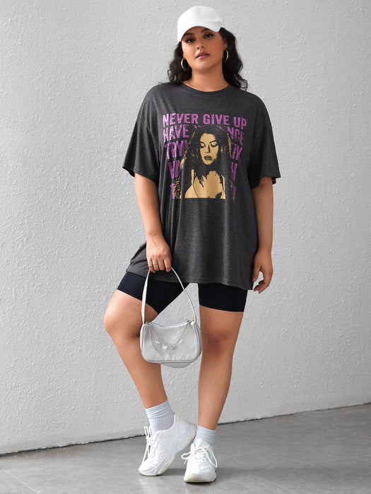SHEIN Camiseta extragrande de hombros caídos con estampado de figura - Quierox - Tienda Online