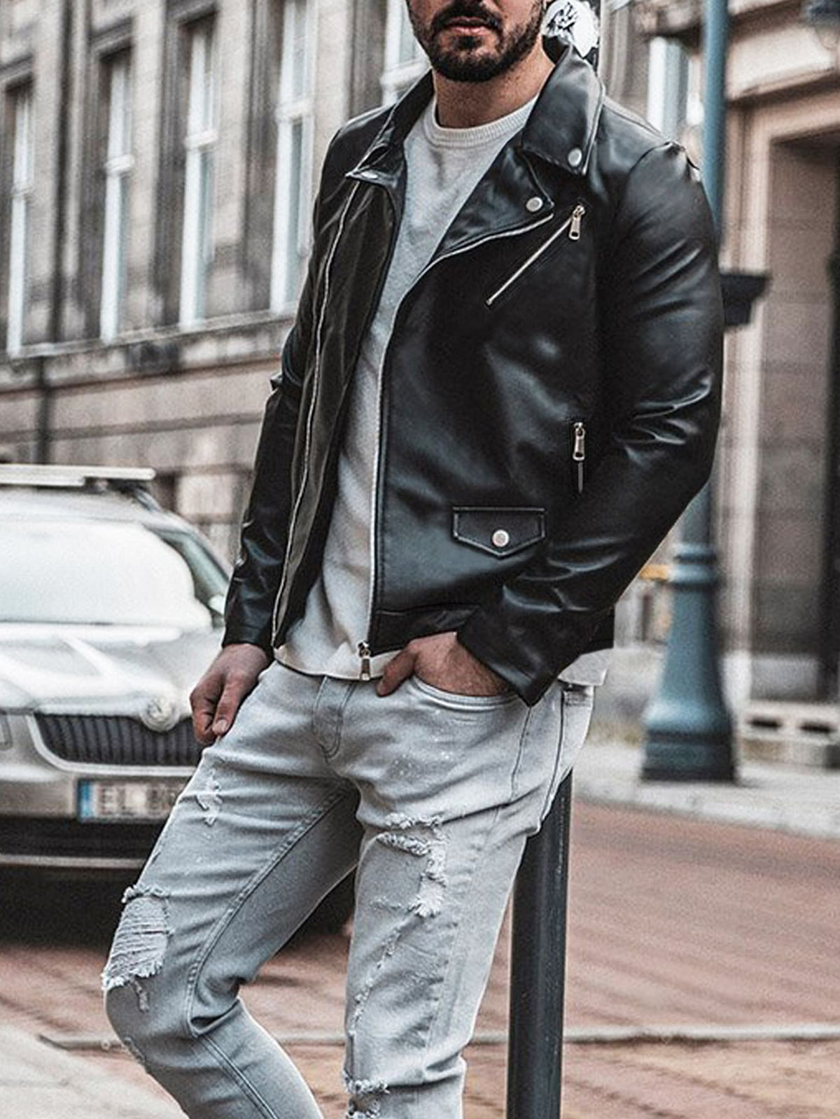 leather chamarra shein hombre