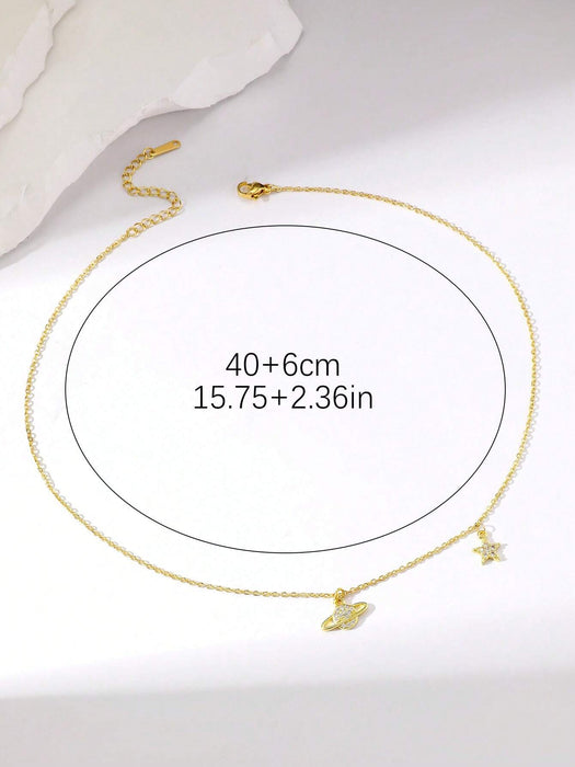 Shein Collar Con Colgante De Globo Y Pentagrama De Circonita Con Microincrustaciones - Quierox - Tienda Online