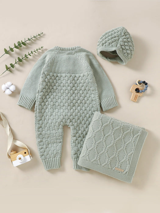 SHEIN Enterizo De Punto Para Bebé, Accesorios De Gorro Y Manta - Quierox - Tienda Online