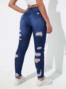 SHEIN Essnce Skinny Jeans Desgastados - Quierox - Tienda Online