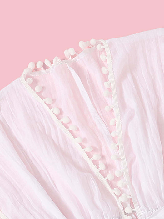 SHEIN Kimono con nudo delantero y ribete de pompones - Quierox - Tienda Online