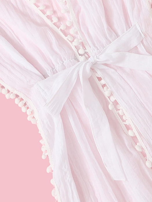 SHEIN Kimono con nudo delantero y ribete de pompones - Quierox - Tienda Online