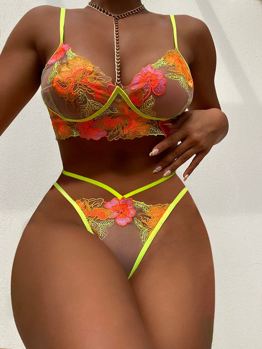 SHEIN Lencería de malla con bordado vinculado con cadena - Quierox - Tienda Online