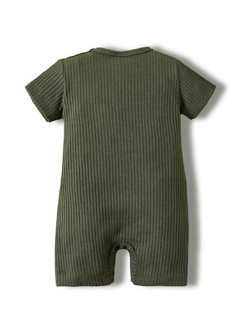 Shein Mameluco de punto de canalé con bolsillo delantero para bebé niño - Quierox - Tienda Online