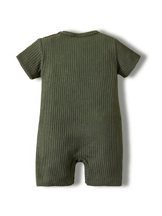 Shein Mameluco de punto de canalé con bolsillo delantero para bebé niño - Quierox - Tienda Online