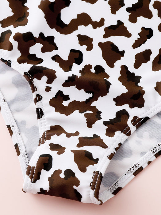 Shein Niñas Bañador una pieza bajo con fruncido de hombros con cordón - Quierox - Tienda Online