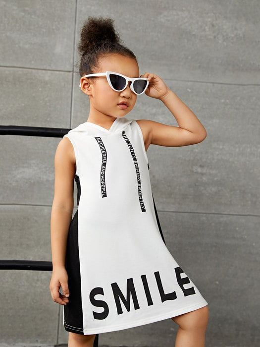 SHEIN Niñitas Vestido tank con estampado de letra con capucha - Quierox - Tienda Online