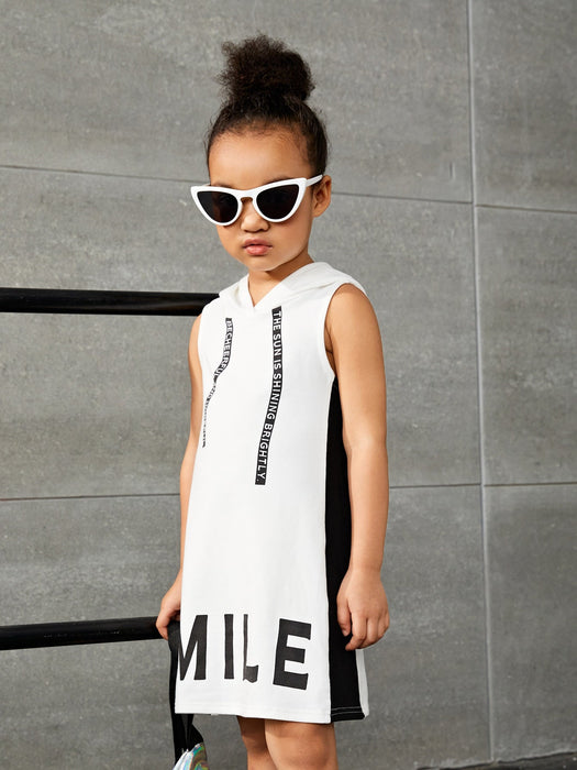 SHEIN Niñitas Vestido tank con estampado de letra con capucha - Quierox - Tienda Online