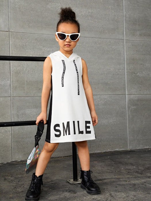 SHEIN Niñitas Vestido tank con estampado de letra con capucha - Quierox - Tienda Online