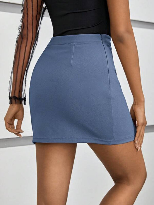 SHEIN PETITE Falda unicolor con dobladillo dividido - Quierox - Tienda Online