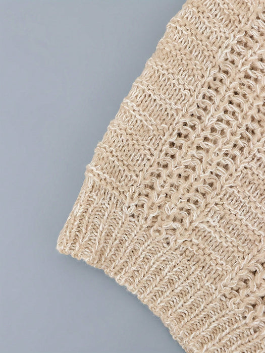 SHEIN Suéter de cuello redondo de punto de ochos sólido de moda casual - Quierox - Tienda Online