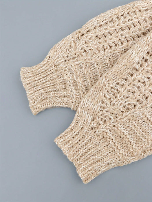 SHEIN Suéter de cuello redondo de punto de ochos sólido de moda casual - Quierox - Tienda Online