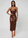 SHEIN SXY Vestido de tirantes con tira con diseño de espalda con abertura cuero PU - Quierox - Tienda Online