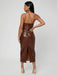 SHEIN SXY Vestido de tirantes con tira con diseño de espalda con abertura cuero PU - Quierox - Tienda Online