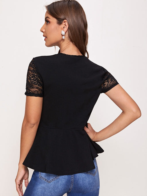 SHEIN Top peplum con encaje - Quierox - Tienda Online
