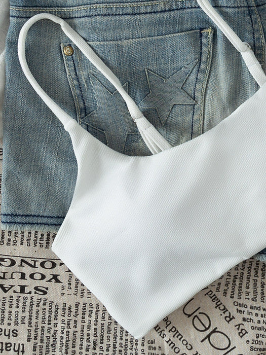 SHEIN Traje de baño básico Top de bikini con tirantes finos - Quierox - Tienda Online