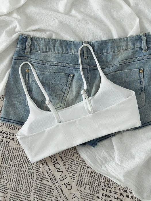 SHEIN Traje de baño básico Top de bikini con tirantes finos - Quierox - Tienda Online