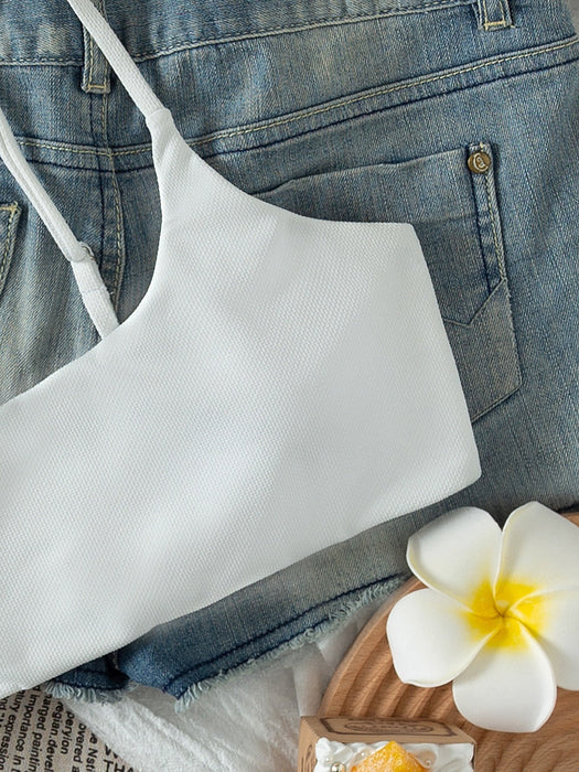 SHEIN Traje de baño básico Top de bikini con tirantes finos - Quierox - Tienda Online