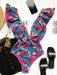 SHEIN Traje de baño de una pieza con volantes florales - Quierox - Tienda Online
