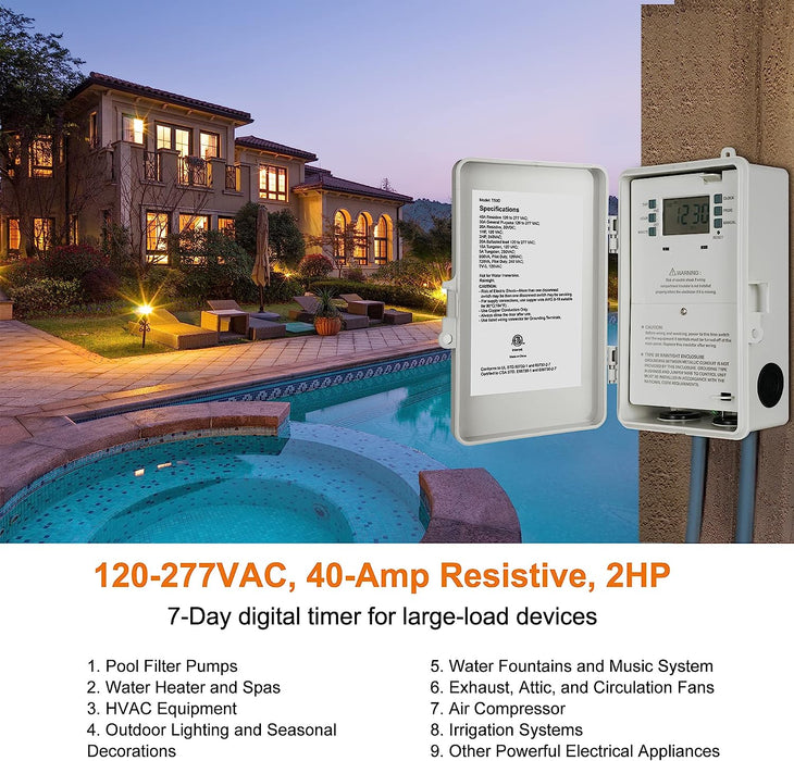 Suraielec Temporizador de piscina, interruptor digital de temporizador de bomba - Quierox - Tienda Online