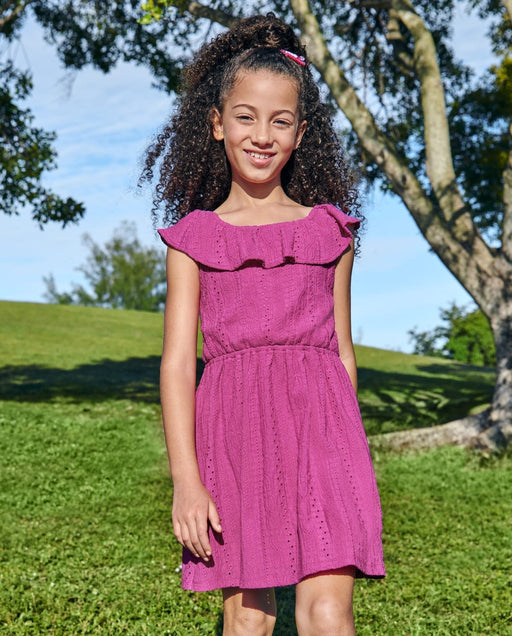 THE CHILDREN'S PLACE Vestido Niña Estampado Volantes - Fall Fuchsia - Quierox - Tienda Online