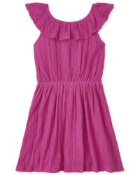 THE CHILDREN'S PLACE Vestido Niña Estampado Volantes - Fall Fuchsia - Quierox - Tienda Online