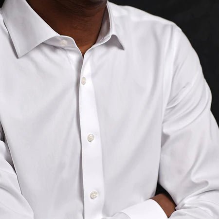 TIE BAR Camisa de vestir sin planchado blanca sólida Pinpoint - Quierox - Tienda Online