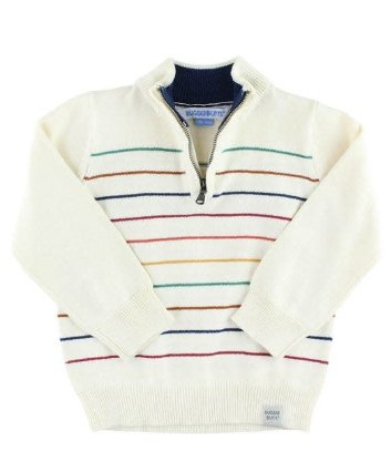 Tiny hange Suéter con media cremallera y rayas arcoíris de Rufflebutts - Quierox - Tienda Online