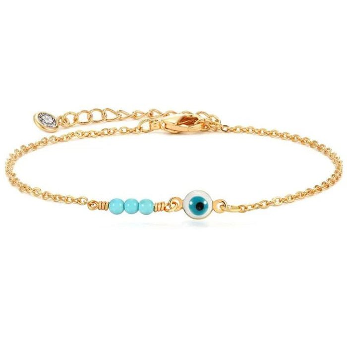 Tobillera con cuentas de ojo turco color turquesa para mujer - Quierox - Tienda Online