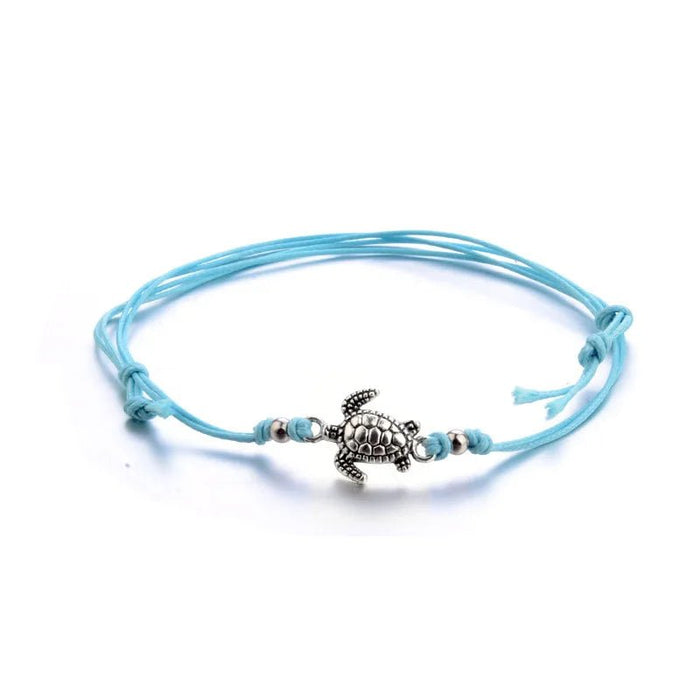 Pulseras Y Tobilleras De Tortuga – 2 Piezas Cada Una, Ajustables, De Acero Titanio Y Cáñamo