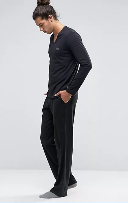 Top de manga larga con cuello en V y corte estándar de BOSS - Quierox - Tienda Online