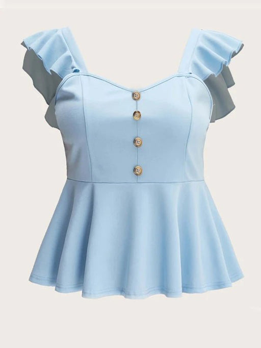 Top peplum con botón medio ribete con fruncido - Quierox - Tienda Online