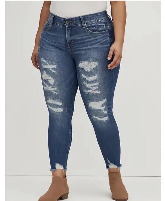 TORRID BOMBSHELL SKINNY JEAN PREMIUM STRETCH / DOBLADILLO DESGASTADO - Quierox - Tienda Online