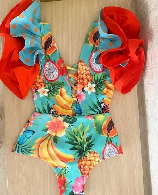 traje de baño de realce, Monokini con volantes - Quierox - Tienda Online