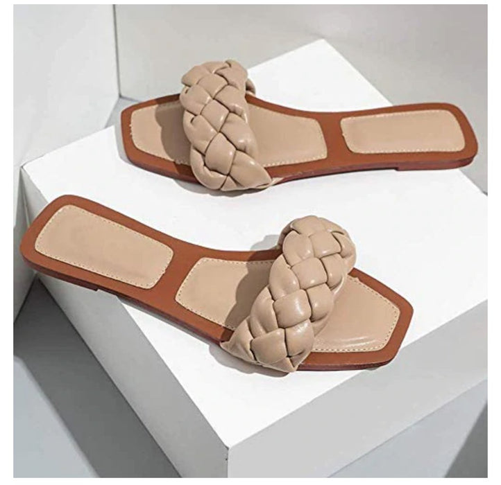 Trish Lucia Sandalias planas con puntera abierta cuadrada para mujer, pantuflas - Quierox - Tienda Online