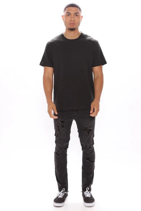 Vaqueros pitillo desgastados Crater - Negro - Quierox - Tienda Online