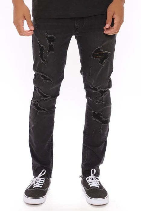 Vaqueros pitillo desgastados Crater - Negro - Quierox - Tienda Online