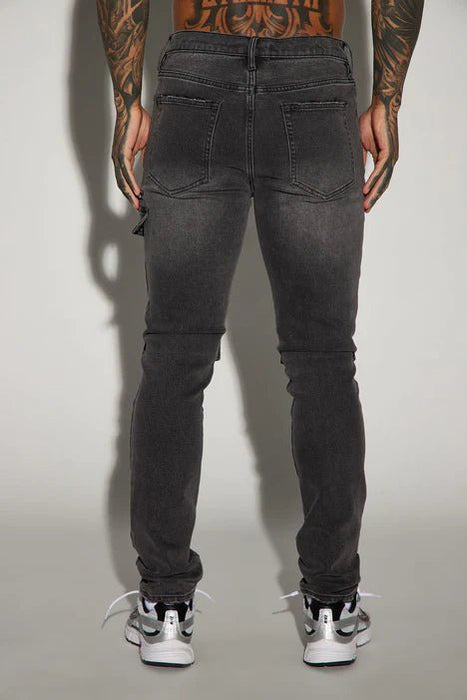 Vaqueros slim con bolsillo cargo - Negro - Quierox - Tienda Online