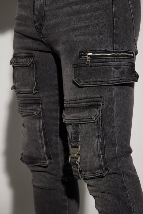 Vaqueros slim con bolsillo cargo - Negro - Quierox - Tienda Online