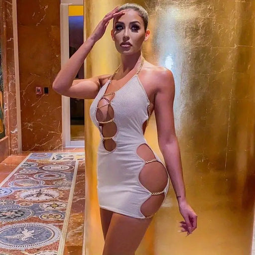 Vestido De Club Ajustado Con Cuello Halter Sexy - Quierox - Tienda Online