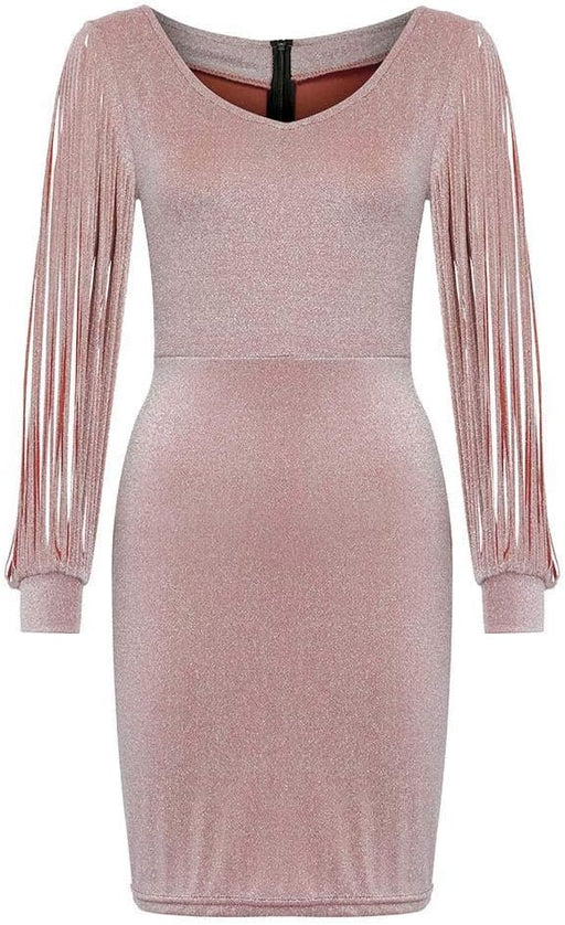 Vestido de fiesta brillante con cuello en V para mujer - Quierox - Tienda Online